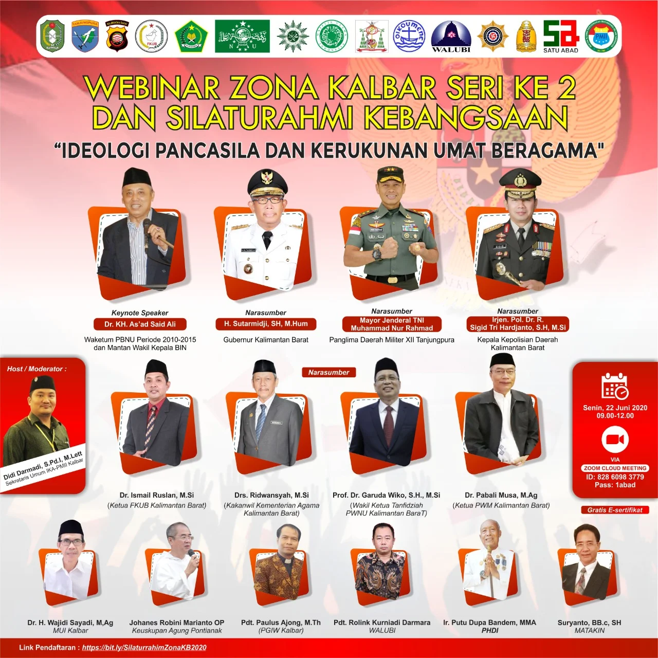 ISTIMEWA/Famplet Webinar Seri II Soal Pancasila, FKUB Kalbar Hadirkan Tokoh Nasional