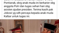 AKP Syarif M Fitriansyah mendapat Kenaikan Pangkat, Midji Sampaikan Terima Kasih ke Jokowi