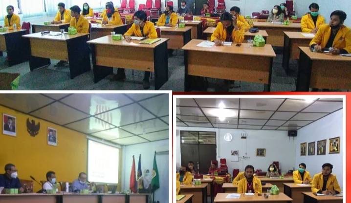 Mahasiswa UPB menggelar audiensi di Ruang Sidang Rektorat Universitas Banca Bhakti, kamis (2/7/20).