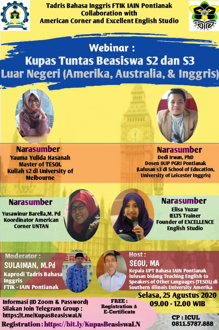 Prodi Tadris Bahasa Inggris IAIN Pontianak Gelar Webinar Beasiswa Luar Negeri/IST