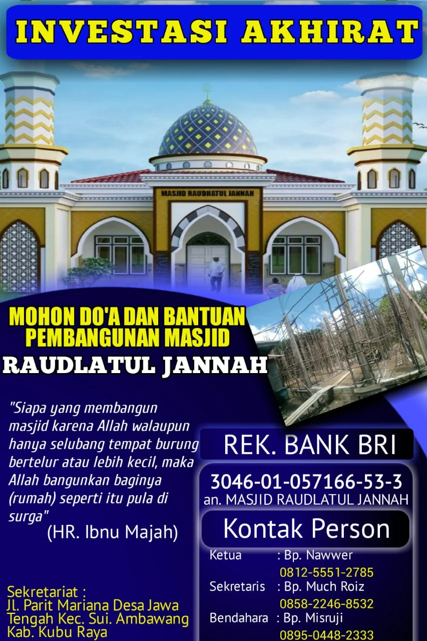 Kabar Gembira, Masjid Raudlatul Jannah Buka Ladang Amal/ISTI