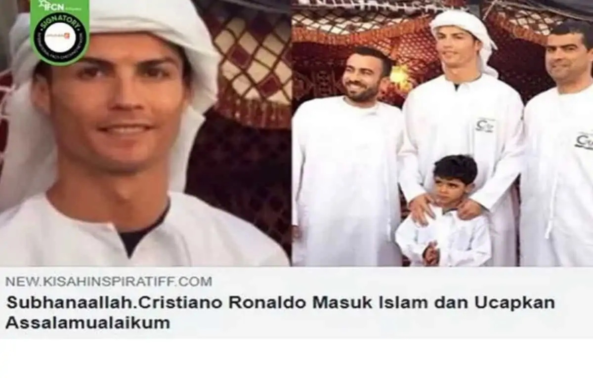 Foto Tangkap Layar Berita tentang Kabar Hoaks Cristiano Ronaldo Masuk Islam