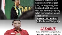 Rektor UNU Kalbar: Saya Sampaikan Terima Kasih kepada Bapak Lasarus