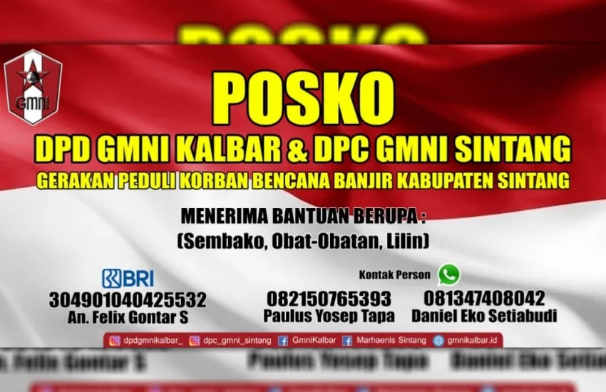 GMNI Kalbar dan DPC Sintang Buat Posko Bantuan Korban Banjir