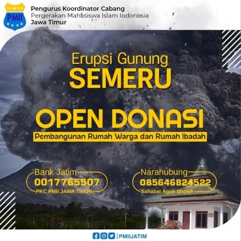 PKC PMII Jawa Timur Inisiasi Gerakan Peduli Semeru