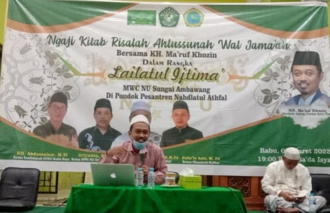 Kegiatan Ngaji Risalah Ahlussunnah Wal Jama'ah dalam rangka Lailatul Ijtima MWC NU Sungai Ambawang dan Hisaniyah Kalbar, di Ponpes Nahdlatul Athfal, Rabu (2 Maret 2022)