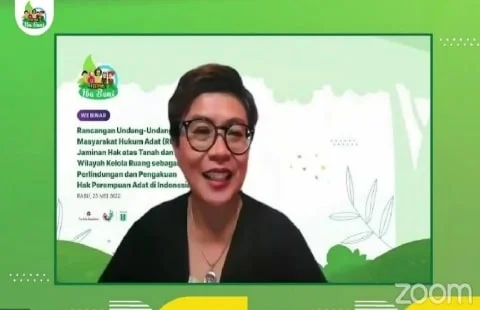 Perwakilan The Asia Foundation (TAF) Indonesia, Margaretha Tri Wahyuningsih dalam acara Webinar Rancangan Undang-Undang Masyarakat Hukum Adat (RUU MHA), Rabu 25 Mei 2022.