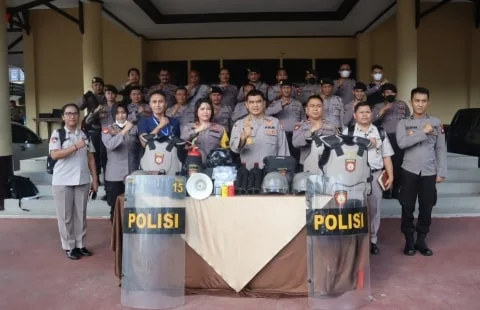 Jelang Pemilu 2024, Puslitbang Polri Evaluasi Peralatan Dalmas dan PHH Polres Kubu Raya. Foto/ISTIMEWA. 