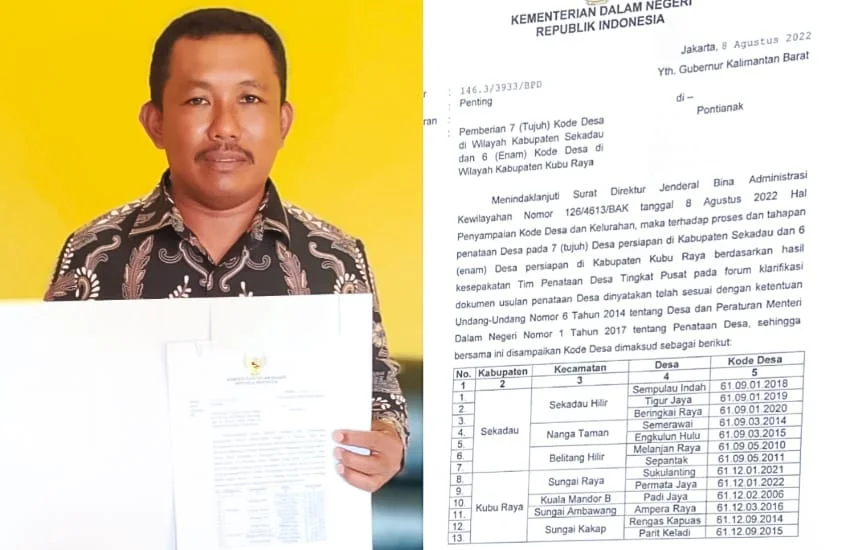 Sungai Asam dan Lima Desa di Kubu Raya Terima Kode Pemekaran dari Mendagri