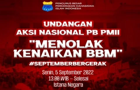 PB PMII Bersama Ribuan Kader Gelar Aksi Kenaikan Harga BBM Besok di Istana Negara. Foto/ISTIMEWA. 