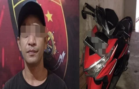 Pria Ini Diamankan Polisi Diduga Tindak Pidana Pencurian Sepeda Motor. Foto/humaspolreskuburaya. 