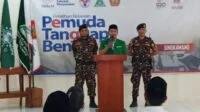 Ketua PW GP Ansor Kalbar Rajuini saat memberikan sambutan di pembukaan Pelatihan Relawan Pemuda Tanggap Bencana, Singkawang (21/10/2022).