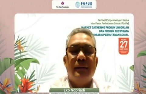 Eko Nopriadi, Kasubdit Pengembangan Usaha Perhutanan Sosial (KUPS) KLHK dalam acara Festival Festival Pengembangan Usaha dan Perhutanan Sosial (PUsPA), Kamis (27/10/2022).