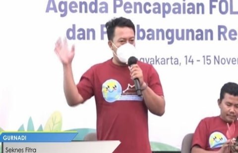 Caption Foto: Sekretaris Nasional Forum Indonesia Untuk Transparansi Anggaran (FITRA), Gurnadi saat mengisi materi dalam Konferensi Nasional EFT ke-3 di Yogyakarta pada Selasa, 14 November 2022.