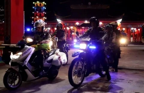 Polres Kubu Raya Lakukan Patroli Skala Besar di Malam Perayaan Tahun Baru Imlek 2023