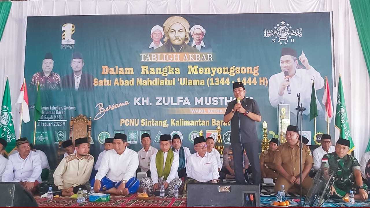 Lasarus saat menghadiri Peringatan Satu Abad NU di Pondok Pesantren Al Iman Sungai Tebelian, Kabupaten Sintang, Selasa (21/02/2023).