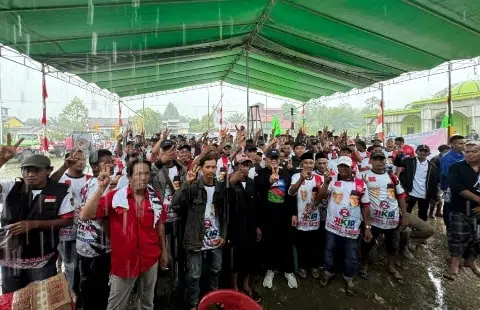 Ribuan Relawan se-Kecamatan Kubu Solid Bergerak Menangkan Paslon Jikir. Foto/Istimewa. 