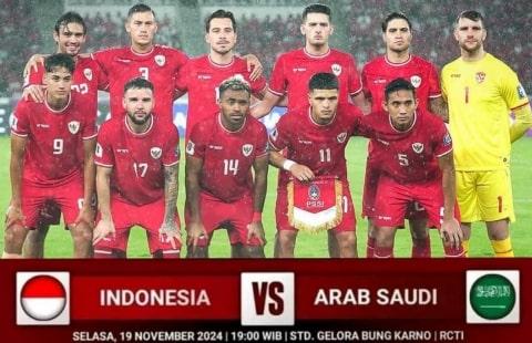 LINK LIVE STREAMING Indonesia vs Arab Saudi Malam Ini, Nonton Gratis Kick-Off 19:00 WIB