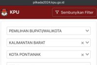 Tangkapan layar kpu.go.id Hitung Cepat Pilwako Pontianak.