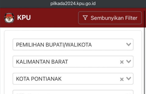 Tangkapan layar kpu.go.id Hitung Cepat Pilwako Pontianak.