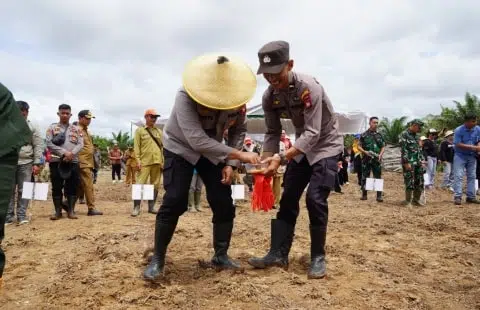 Polres Kubu Raya Laksanakan Tanam Jagung Secara Serentak di 8 Lokasi. Foto/Istimewa. 