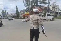 Satlantas Polres Kubu Raya Atur Lalu Lintas di Titik Rawan Macet. Foto/Istimewa. 