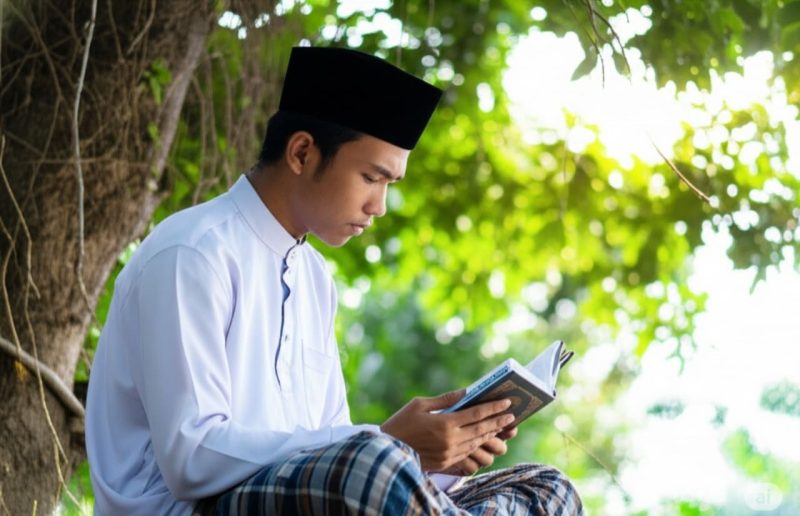 Seorang santri lagi membaca,- FOTO/AI Studio.