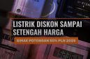 Diskon tarif listrik baik pascabayar maupun prabayar.