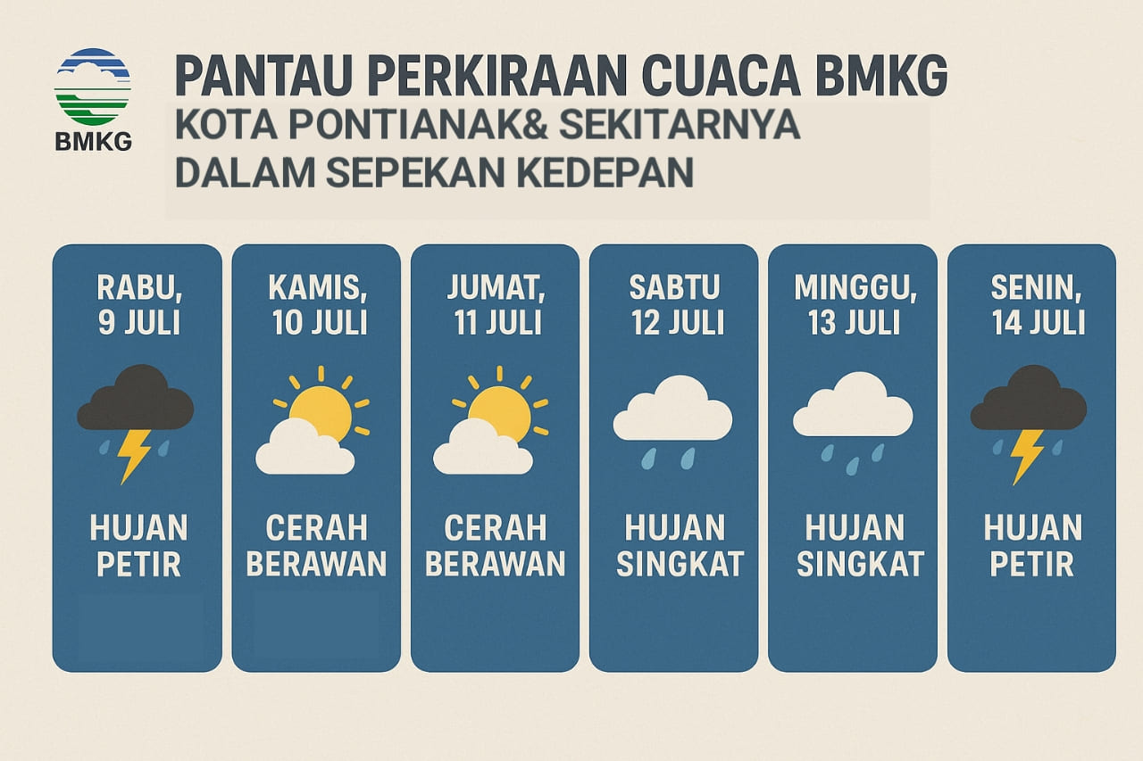 Hasil Perkiraan BMKG Cuaca Kota Pontianak dan Sekitarnya