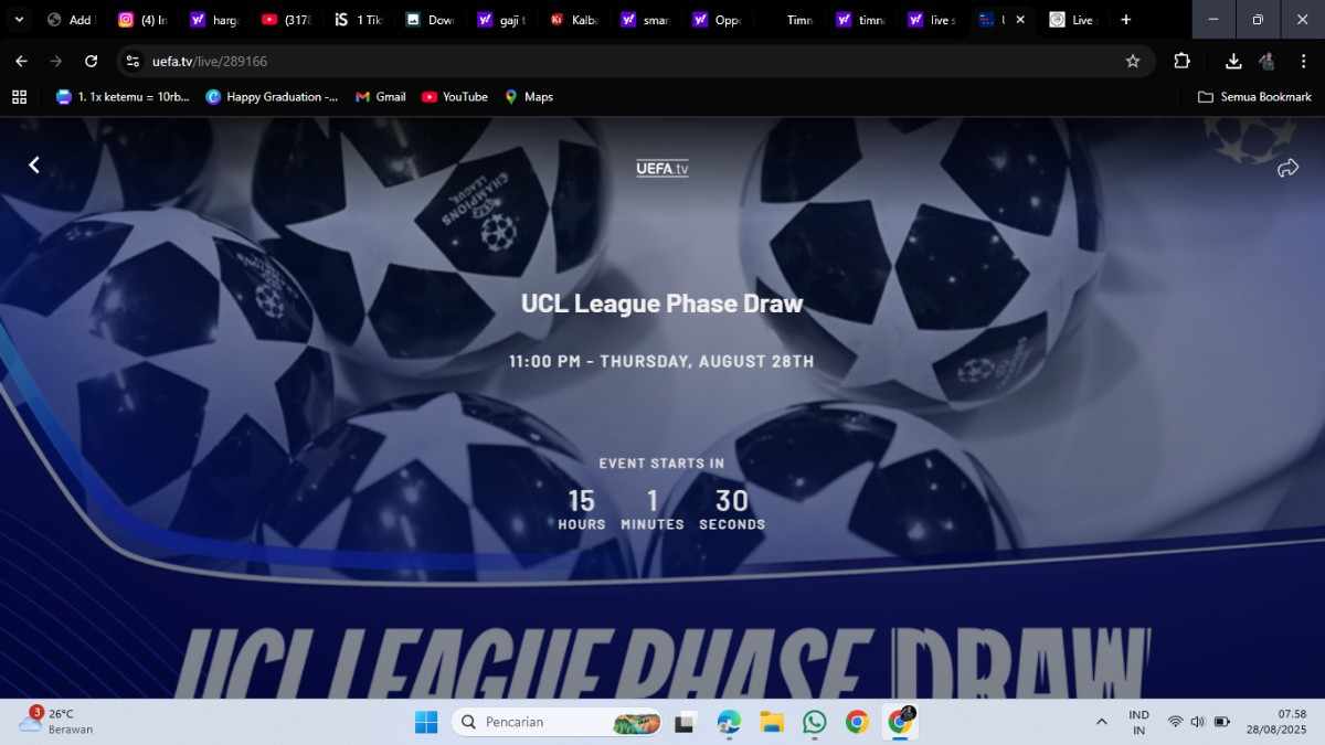 Link Live Streaming Drawing Liga Champions 2025/2026, Sumber Foto : ss uefa tv