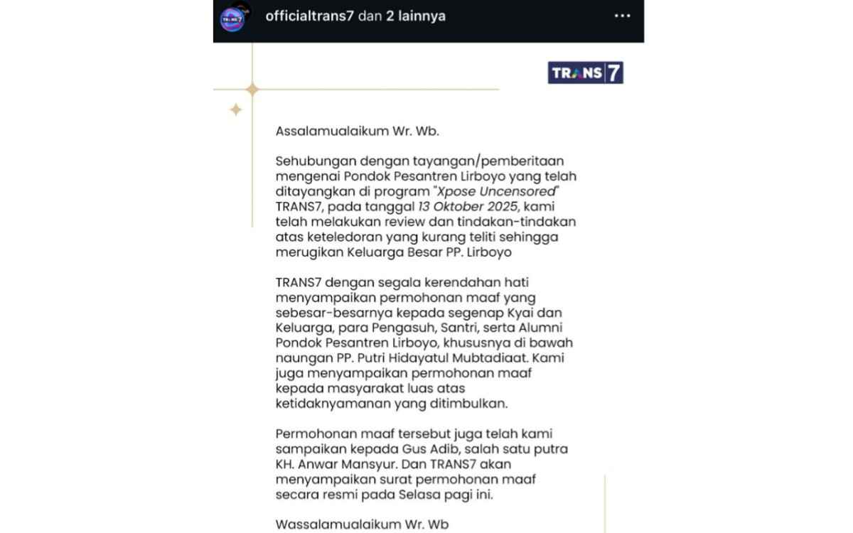 Trans7 Minta Maaf