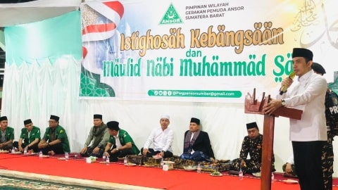 GP Ansor Sumbar Gelar Konsolidasi dan Mahallul Qiyam di Ponpes Nurul Yaqin Ambung Kapur