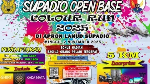 Lanud Supadio Gelar Colour Run 2025, Sajikan Atraksi Dirgantara dan Doorprize Spektakuler
