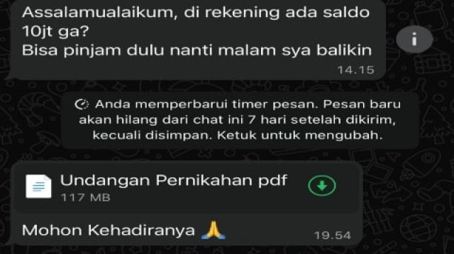 Nomor WhatsApp Bahasan Diretas, Pelaku Gunakan untuk Modus Pinjam Uang
